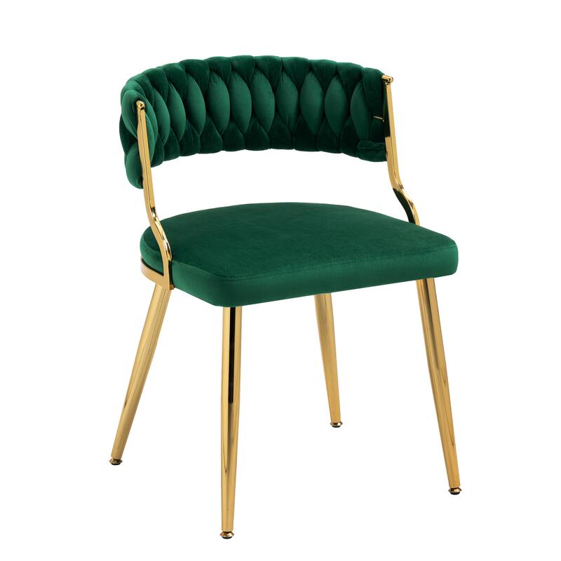 Set of 4 Velvet Dining Chair with Golden Metal Legs