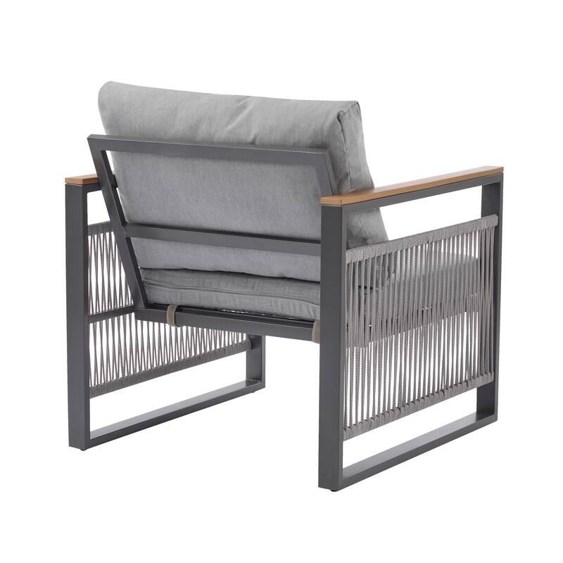 4-Pieces Outdoor Metal Patio Furniture Set, 5-Seat Patio Furniture Sofa Set with Cushion, Modern Outdoor Furniture Deep