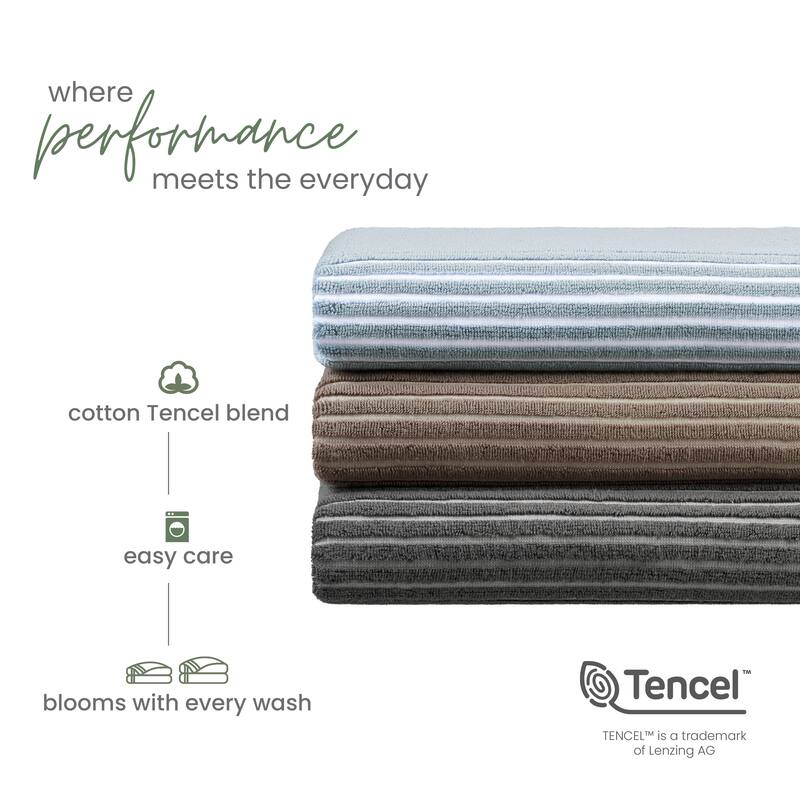 Martex Sculpted Stripe Tan Bath Towel