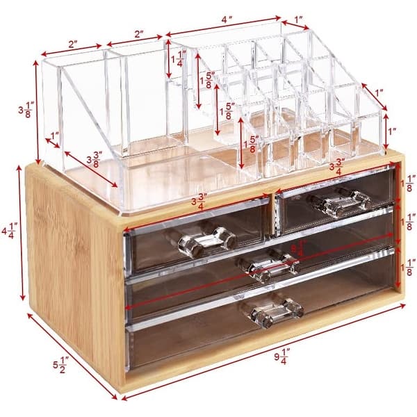 Bamboo Makeup Organizer with 4 Acrylic Storage - Small - On Sale - Bed Bath  & Beyond - 37834138