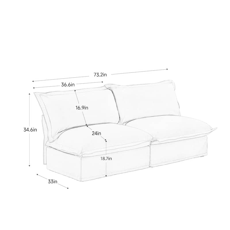 73.2" Chenille Modular 3-Seat Sofa with Removable Washable Covers And Multiple Pillows