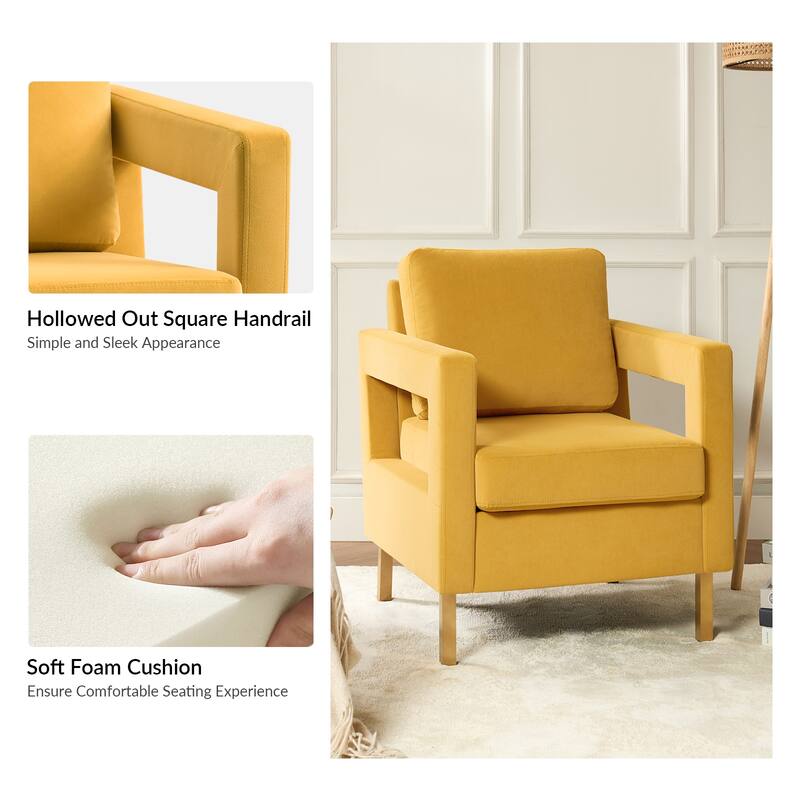 Valentina Comfy Accent Armchair with Golden Metal Legs and Removable Cushions by HULALA HOME