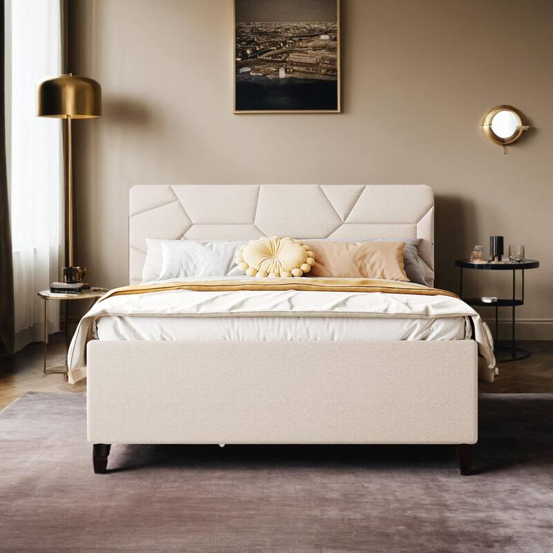 Full Size Upholstered Platform Bed with Trundle(Twin) & 2 Drawers for Kids,Adult Bedroom,Wooden Bedframe