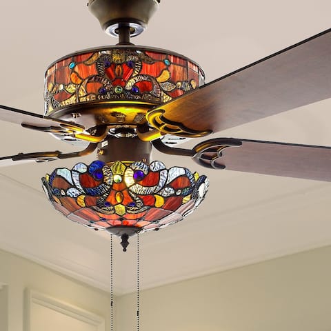 Copper Grove Guasipati 52-inch Tiffany-style Magna Carta Ceiling Fan - 52"L x 52"W x 16.5