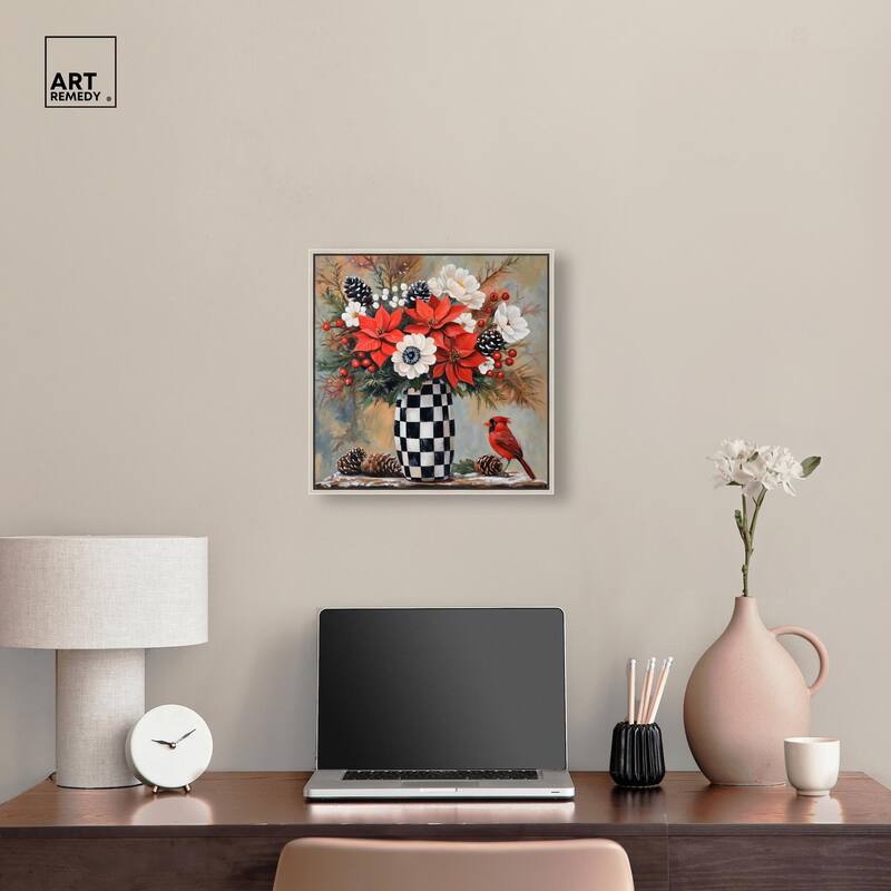 Checkerboard Vase Blooms II Canvas by Art Remedy