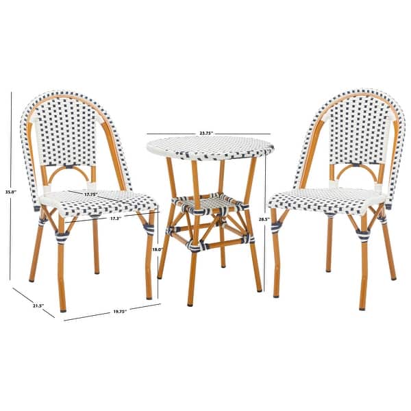 dimension image slide 5 of 7, SAFAVIEH Outdoor Living California 3 Piece Bistro Set
