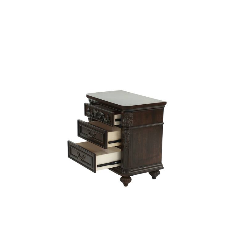 1pc Nightstand Cherry Veneer 2-Drawers
