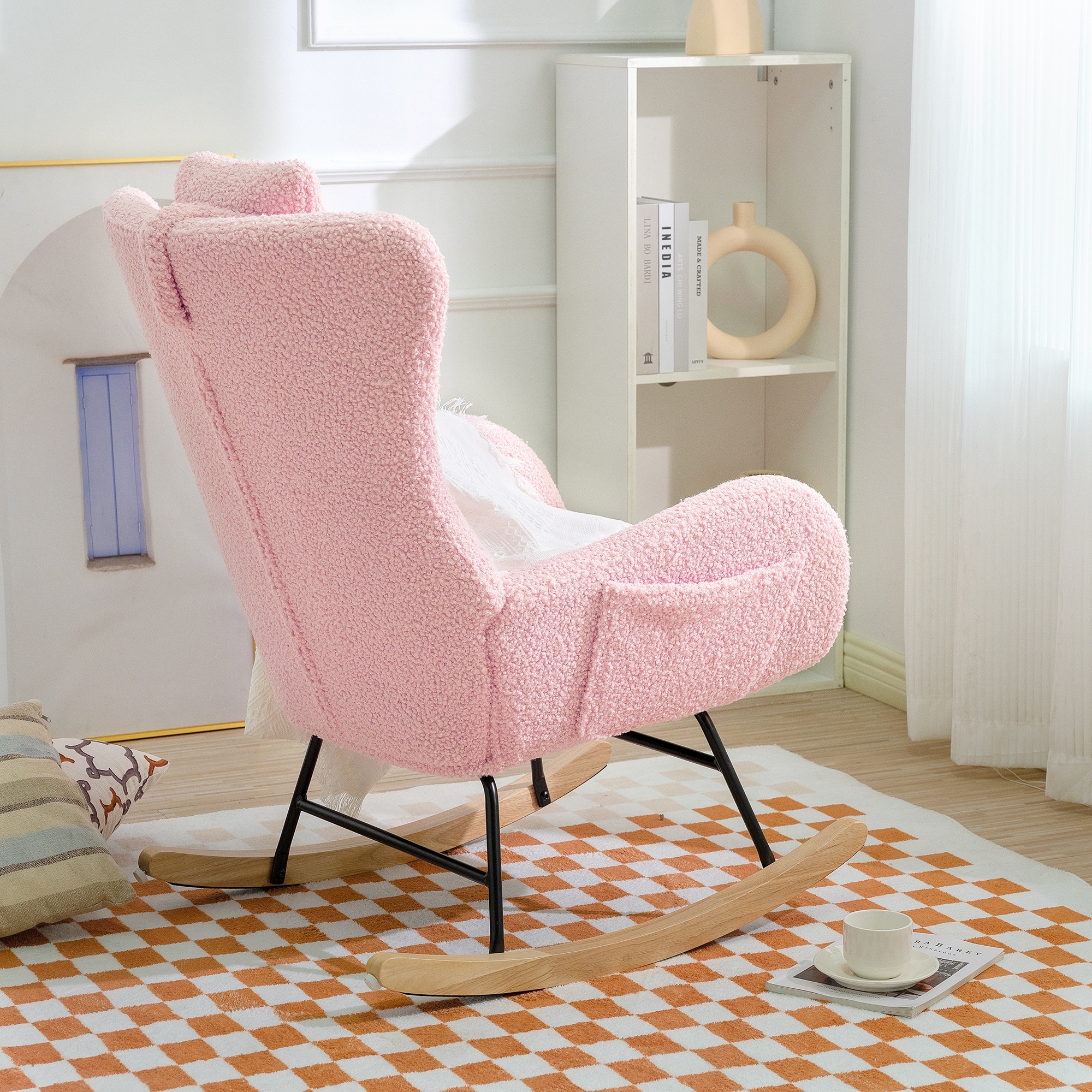 Nursery Rocking Chair Glider Rocker Recliners with High Backrest