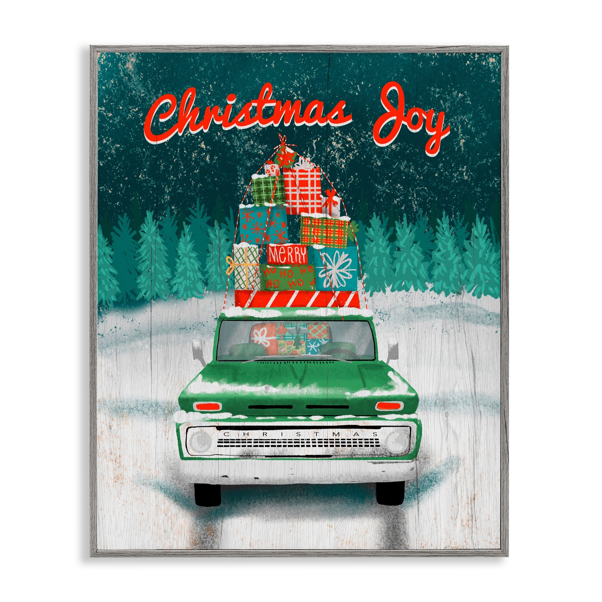 Stupell Christmas Joy Rustic Truck Framed Giclee Art Design By Jilly Jack Designs