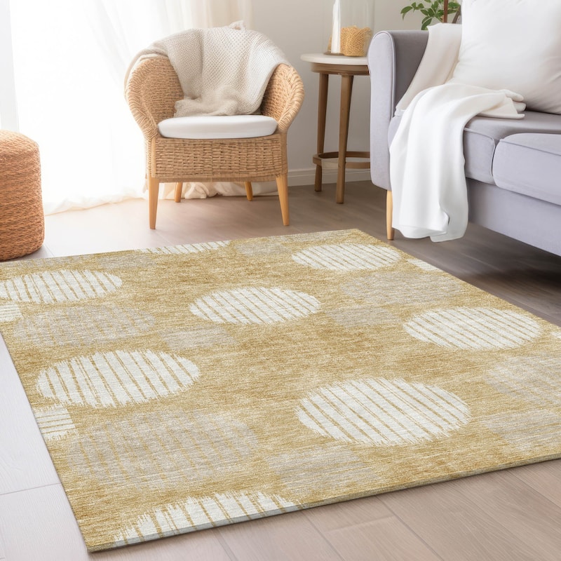Premium Washable Super Soft Modern Pop Mayfield Rug - Gold - 2'6" x 3'10"