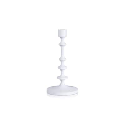 Lilou Matt White Metal Taper Candle Holder