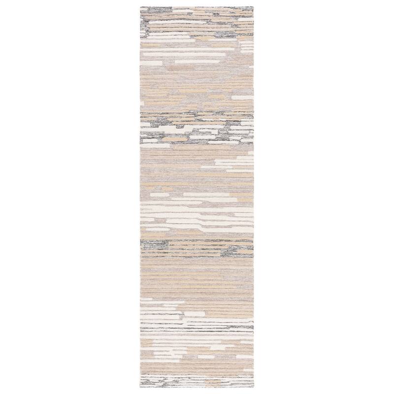 SAFAVIEH Handmade Fifth Avenue Archana Modern Abstract Wool Rug - 2'3" x 8' Runner - Natural/Beige
