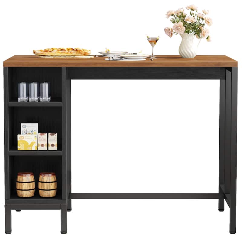 43" Wide Kitchen Island, Kitchen Counter Table with 5 Open Shelves
