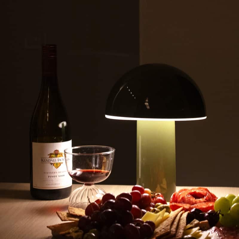 Brightech Celia LED Glossy Modern Round Dome Dimmable Cordless Portable Rechargeable Bedside Nightstand Desk Lamp