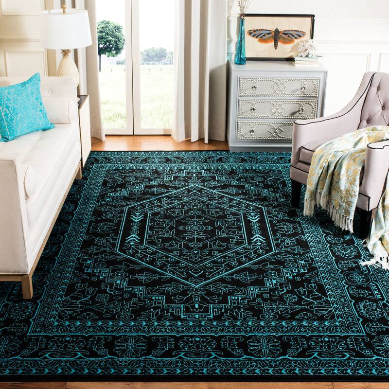 SAFAVIEH Adirondack Cheyenne Rustic Oriental Medallion Rug - 9' x 12' - Black/Teal