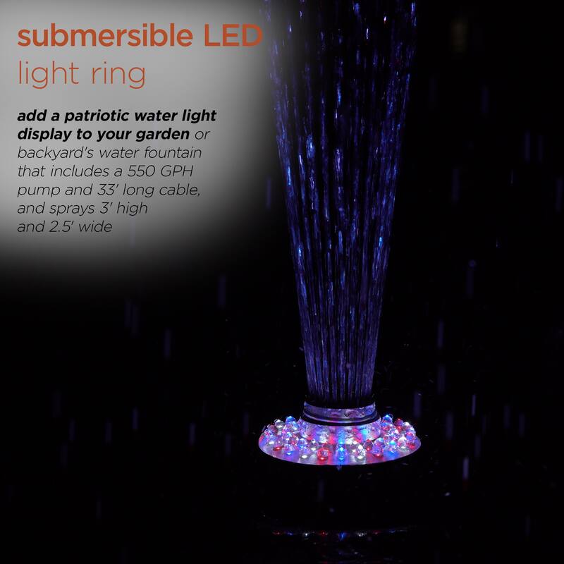 Alpine Corporation 550-GPH Pump 48-LED Light Floating Spray Fountain, Black