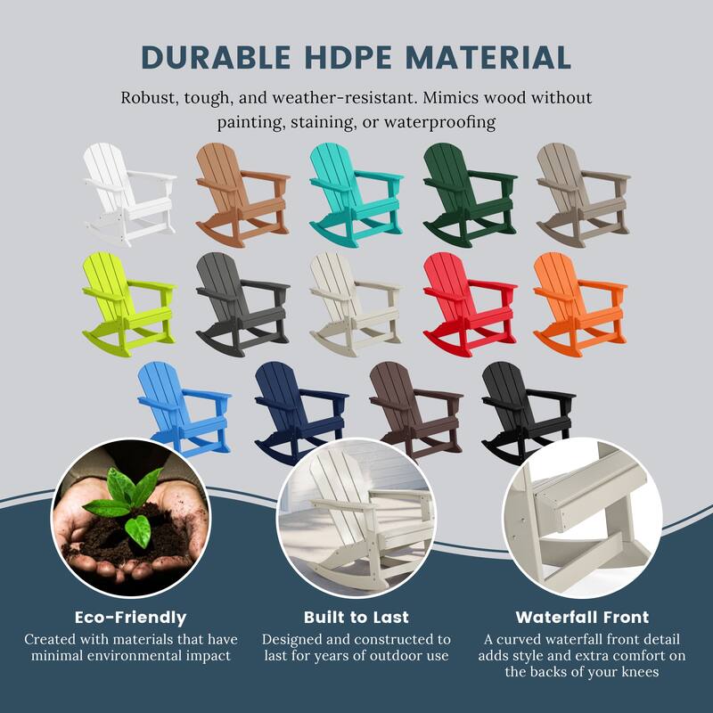 Laguna Hdpe All Weather Outdoor Patio Rocking Chairs With Side Table (3-Piece Set)