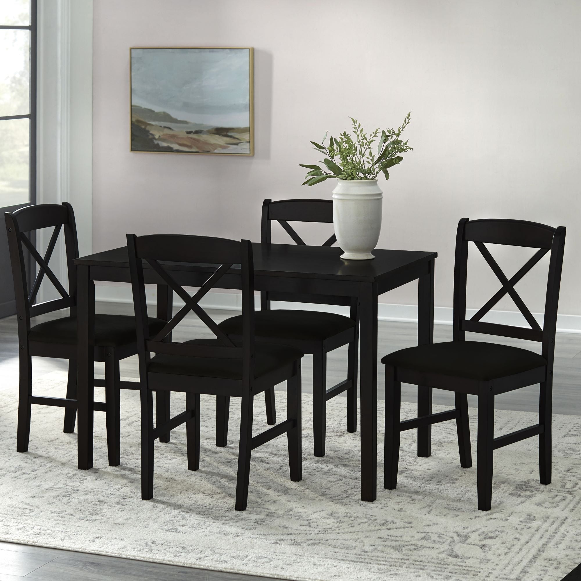 Mason 5 Piece Cross Back Dining Set Black