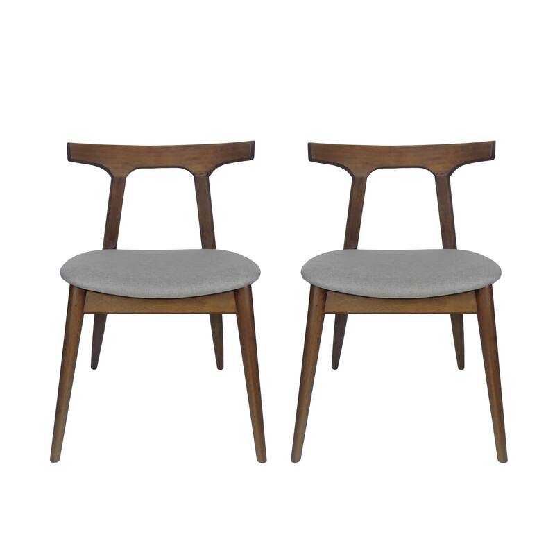 Rubber Wood Dining Chair with Upholstered Seat Wide Angled Legs
