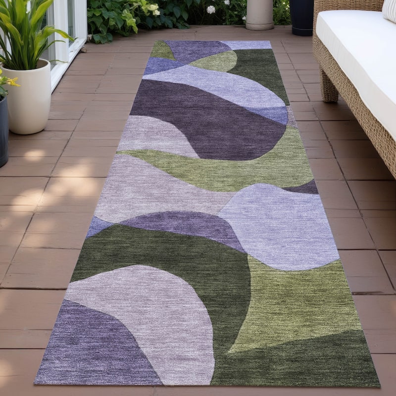 Machine Washable Indoor/Outdoor Modern Century Chantille Rug - Purple - 2'3" x 7'6"
