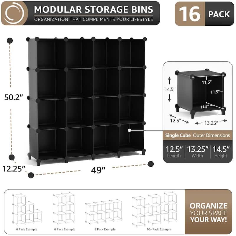 Sorbus Cube Storage Organizer – Waterproof Cubby Shelf for Closet, Toys, Books, Shoes, Décor – Space-Saving Bookshelf