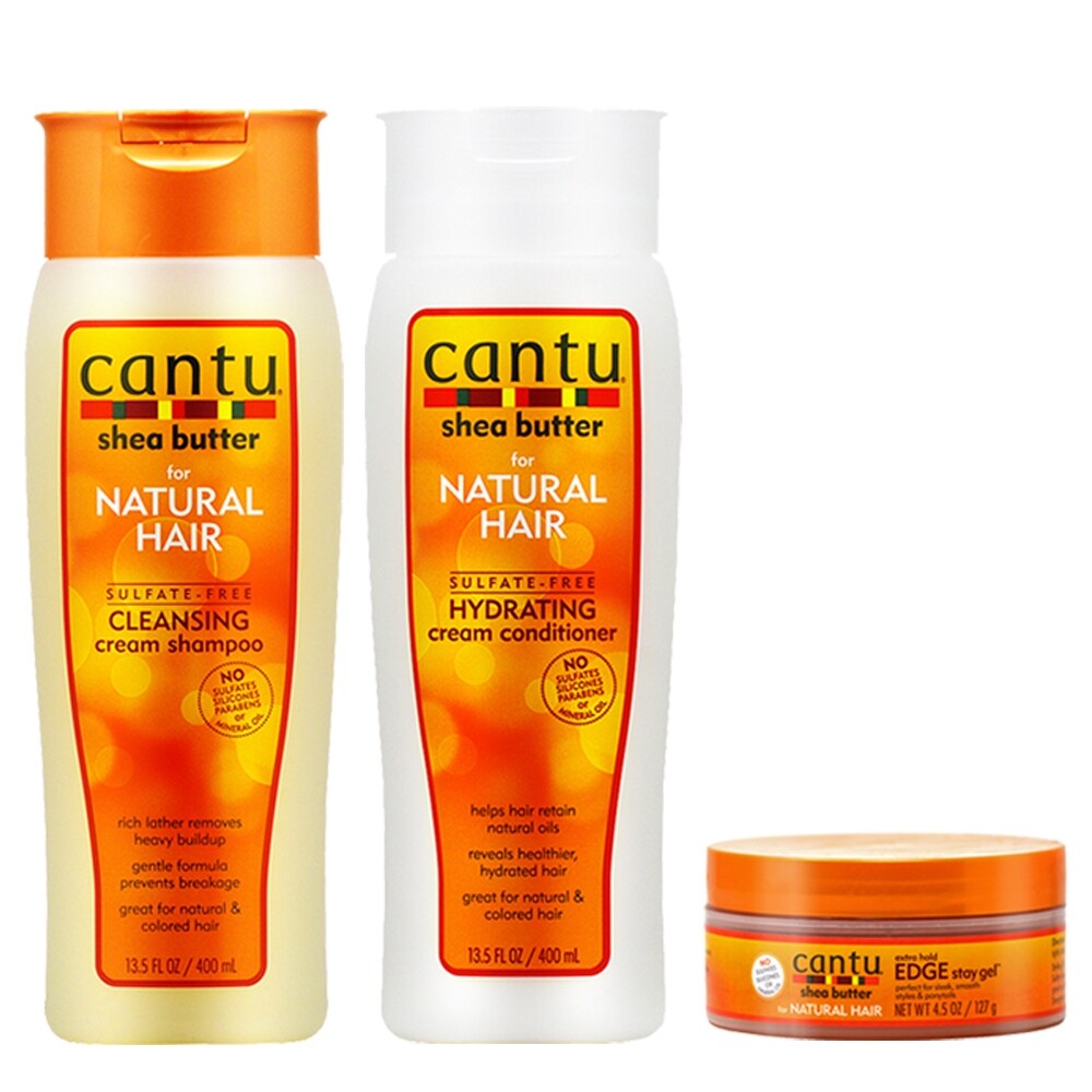 Cantu Natural Hair Cleansing Cream Shampoo Hydrating Conditioner 13 5oz Edge Stay Gel 4 5oz Clear Overstock 31872086