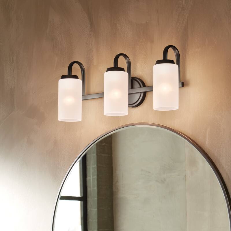 Kichler Lighting Kennewick 3-Light Vanity Light Black with Etched Glass