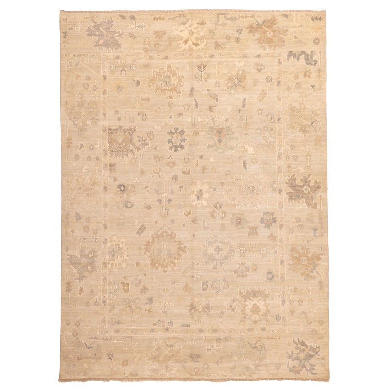 ECARPETGALLERY Hand-knotted Kavya Oushak Light Khaki Wool Rug - 9'9 x 13'6