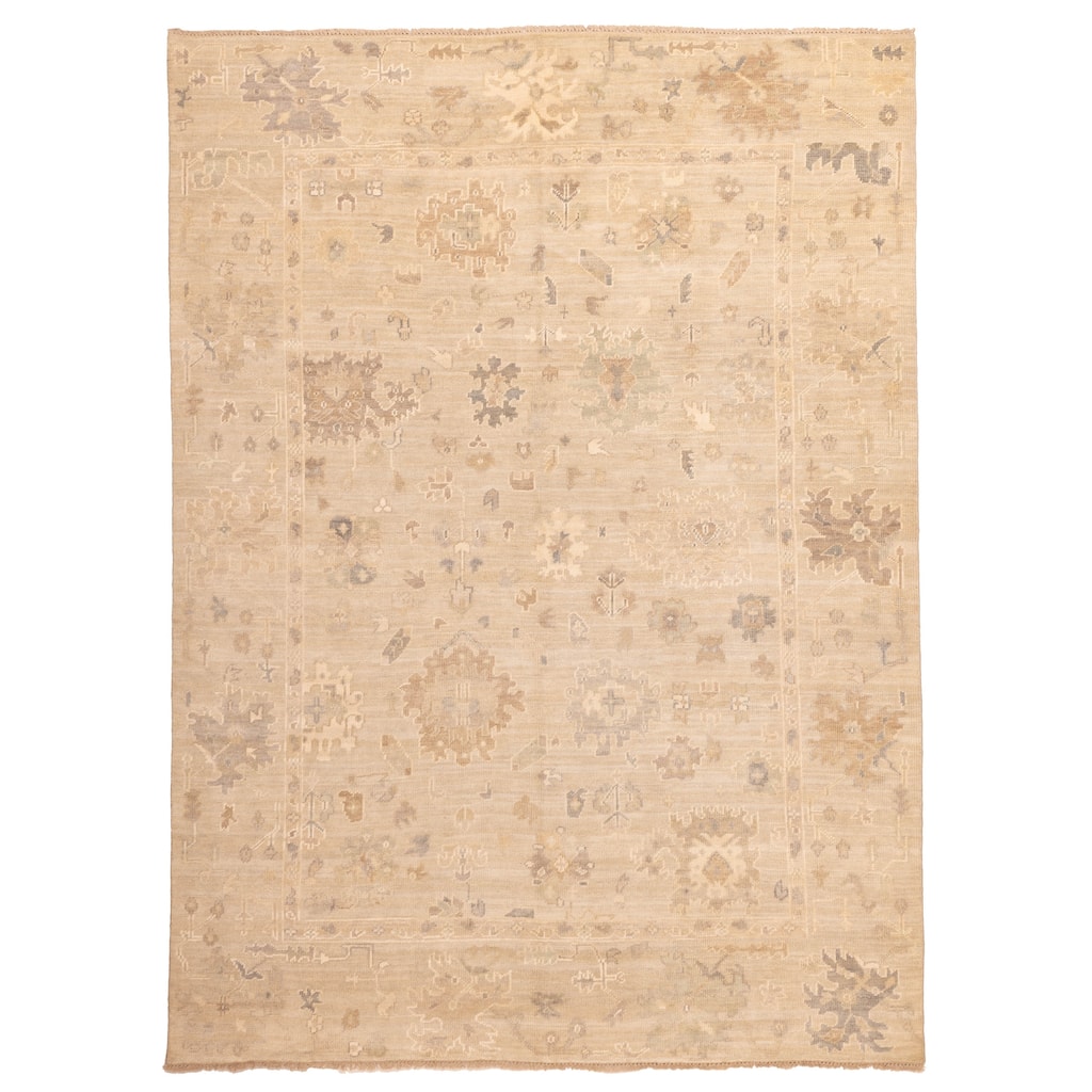 ECARPETGALLERY Hand-knotted Kavya Oushak Light Khaki Wool Rug - 9'9 x 13'6