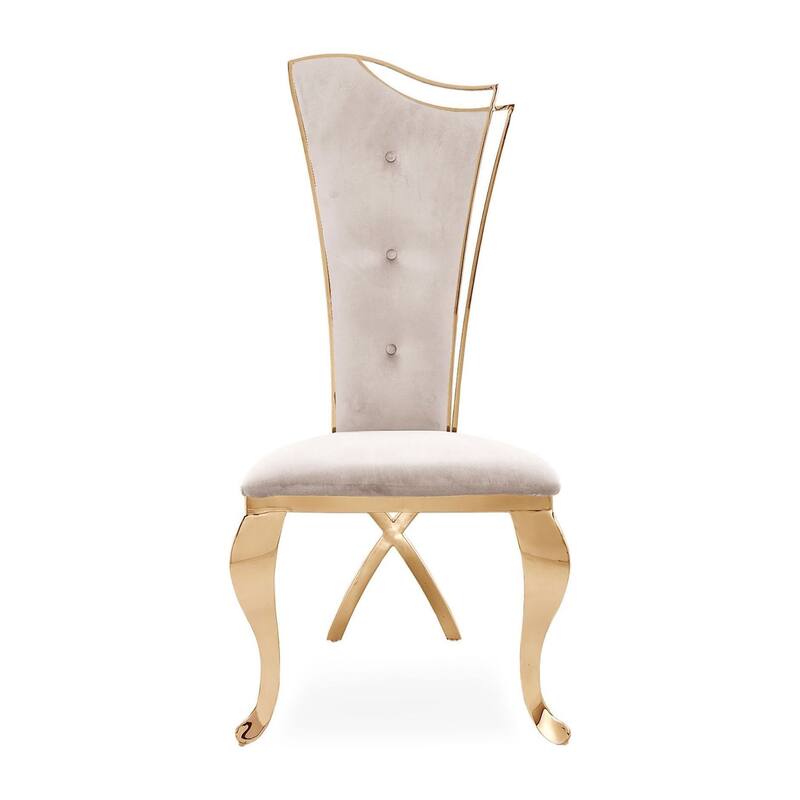 Belladonna Titanium Gold Stainless Steel Dining Chair, Set of 2