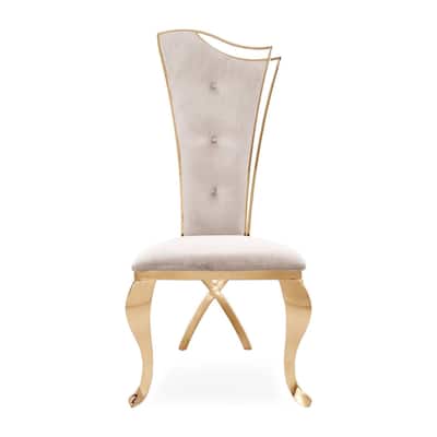 Belladonna Titanium Gold Stainless Steel Dining Chair, Set of 2