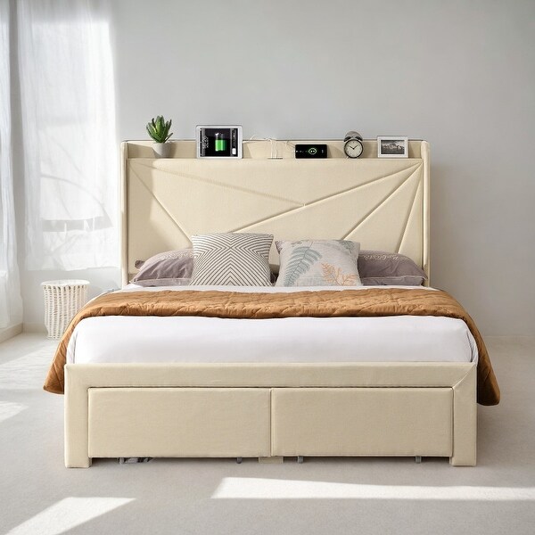 Full Size Bed Frame with 2 Storage Drawers - Bed Bath & Beyond