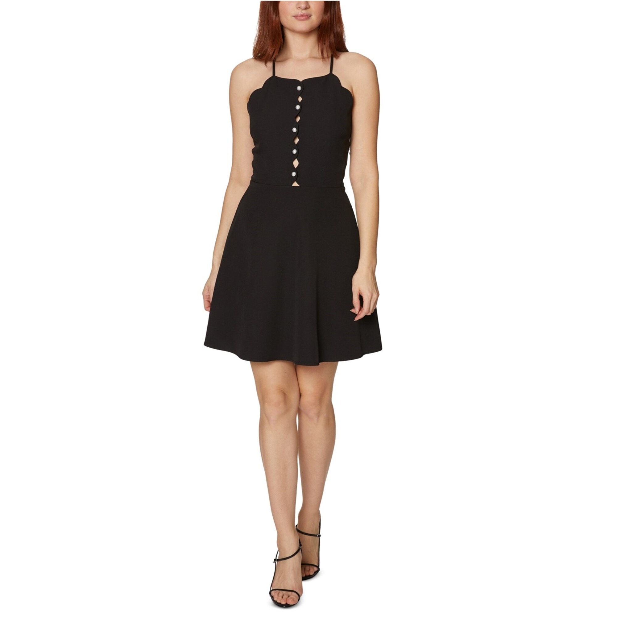 Betsey Johnson Womens Scallop Neck Fit & Flare Dress - Overstock - 41852164