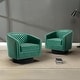 preview thumbnail 60 of 79, 2 Set Tufted PU Vegan Leather Swivel Barrel Chair with Nailheads Trim