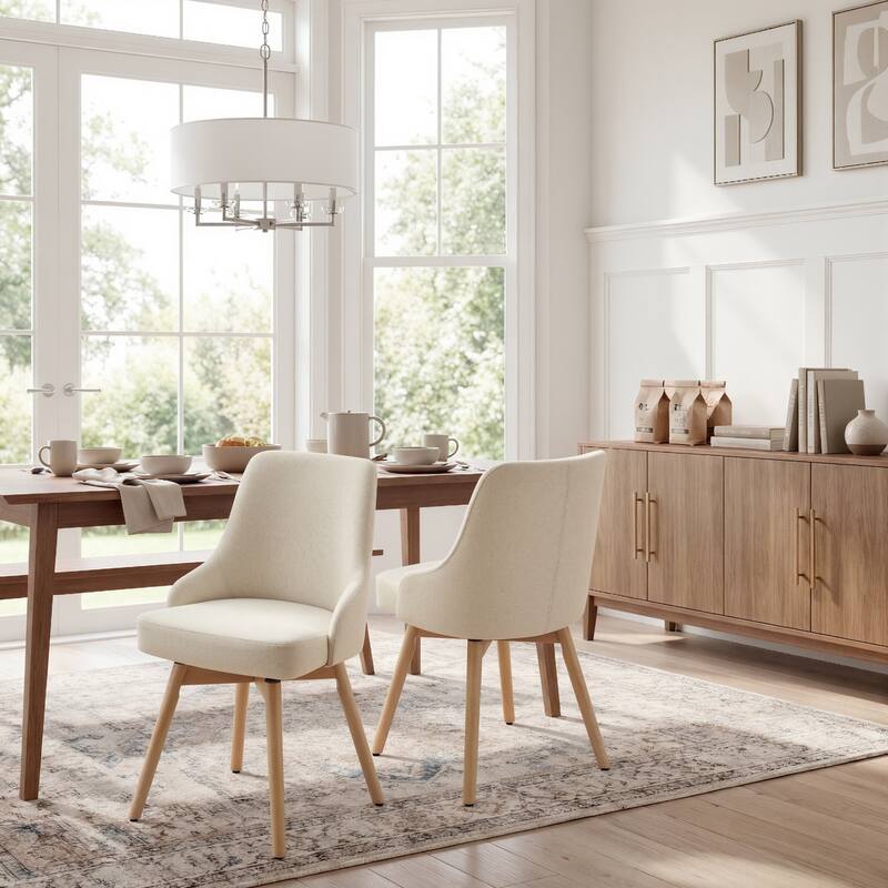 Art Leon Set of 2 Minimalist Dining Chair with Classic Wood Legs