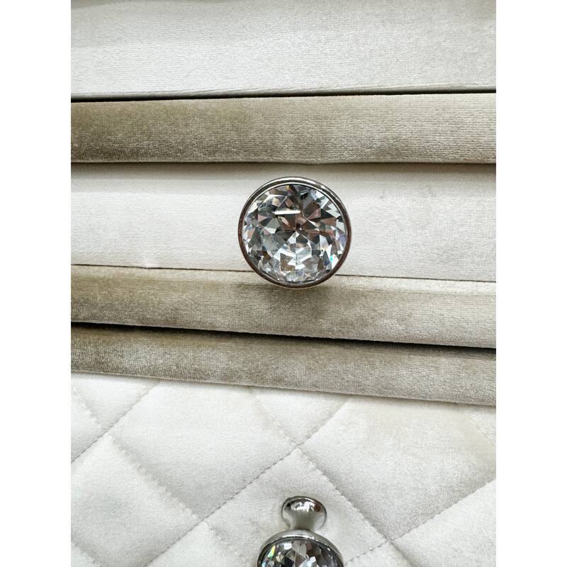 Beige Velvet Nightstand with Tufted Drawers and Velvet Lining