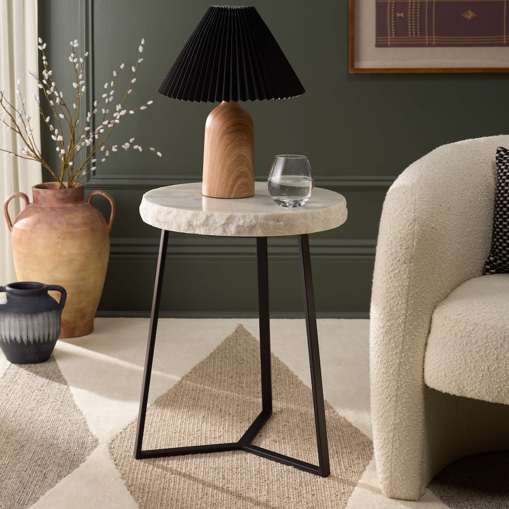 SAFAVIEH Home Elenore Marble Side Table, Fully Assembled - 18"W x 18"D x 24"H