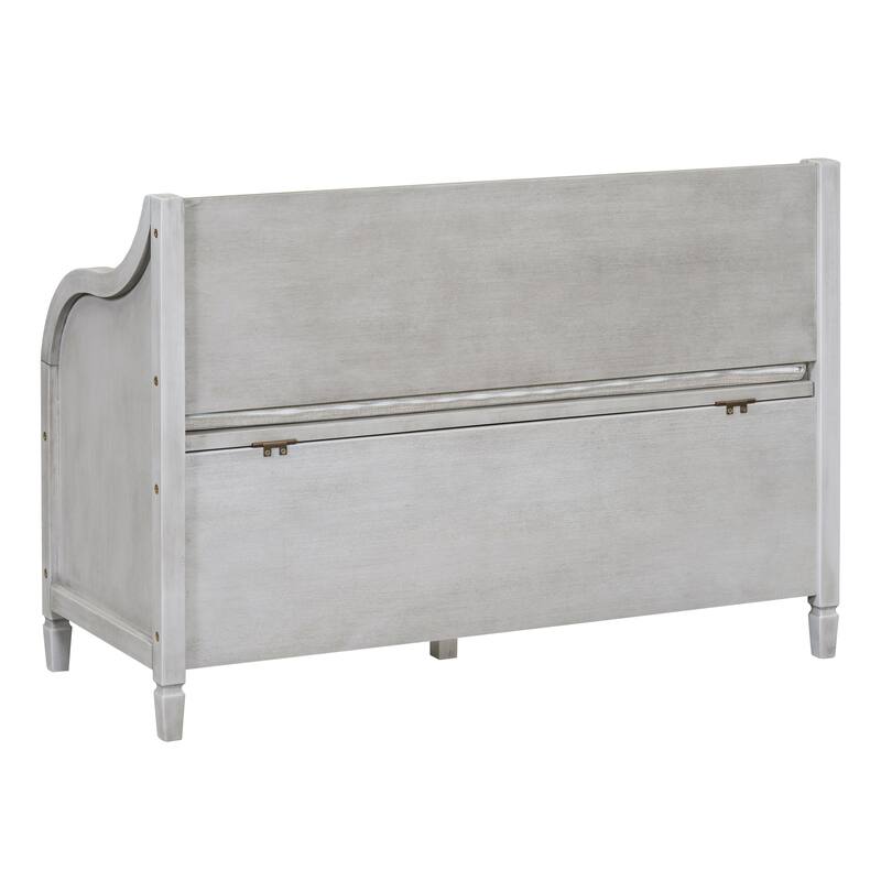 Rustic Style Solid wood Entryway Multifunctional Storage Bench with Safety Hinge