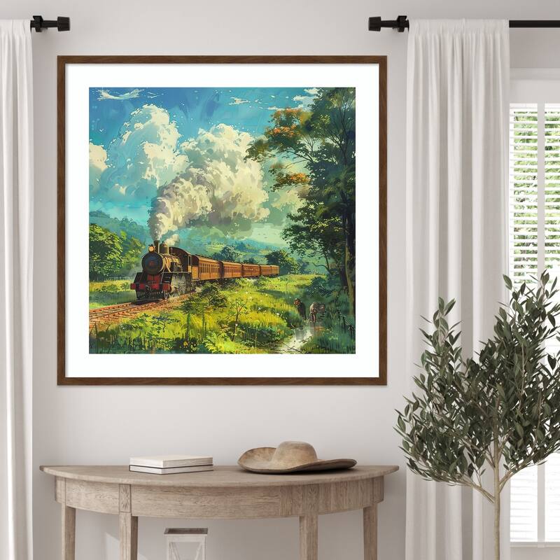 Train Steam Engine by Tradelink inhouse artist Wood Framed Wall Art Print