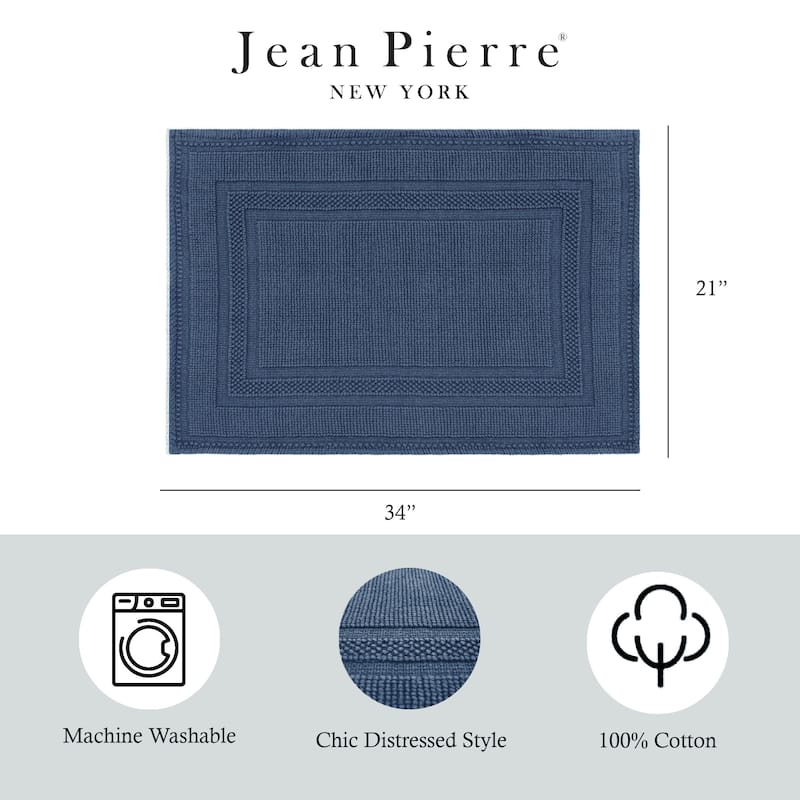 Jean Pierre Cotton Stonewash Racetrack 21 x 34 in. Bath Rug