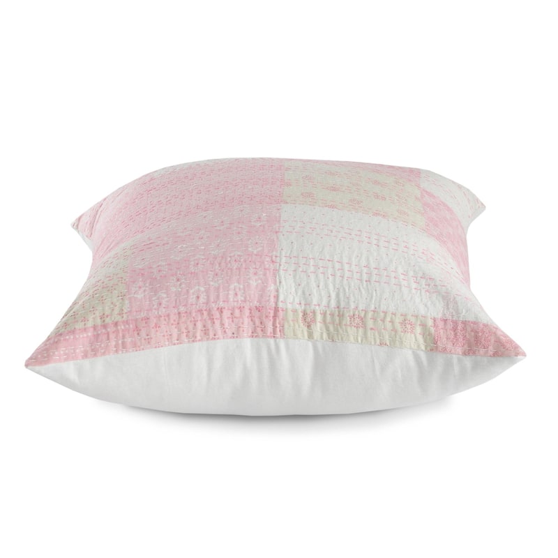 Handmade Patchwork Cotton Candy Square Throw Pillow - 20" - Pink and White