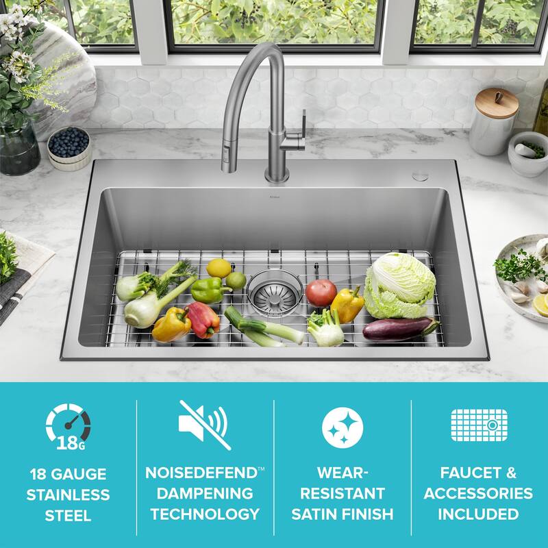Kraus KCL-1706 Standart Pro 33" Undermount Single Basin Stainless