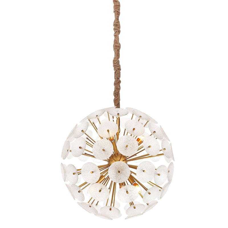Amelia Chandelier - Metallic Glass Disks With Gold Finished Metal - 18"L X 18"W X 24"H