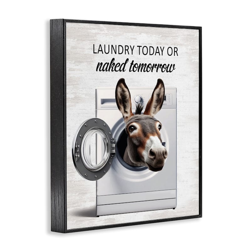 Stupell Funny Donkey Washing Machine Framed Giclee Art Design By Lettered and Lined