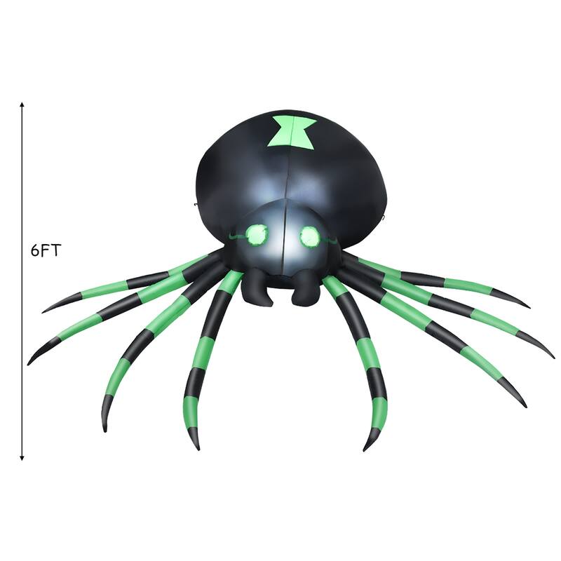 6 Ft Halloween Inflatable Spider LED Lighted Halloween Decorations
