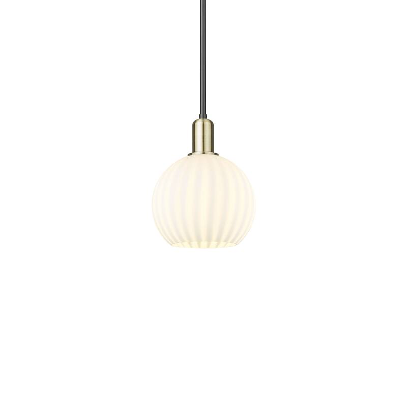 Innovations Lighting 716-1S-11-8 White Venetian Pendant White Venetian - Black Antique Brass / White Venetian