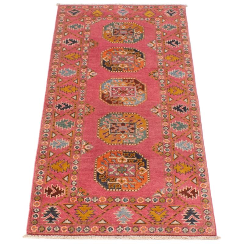 ECARPETGALLERY Hand-knotted Uzbek Ghazni Pink Wool Rug - 2'8 x 6'7