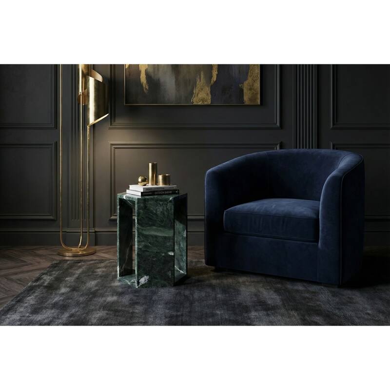 Roomfitters Luxury Natural Marble Hexagon Side Table, Solid Stone Geometric Pedestal End Table, Polished Finish