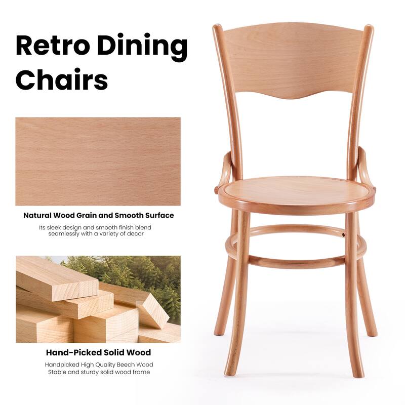 Solid Wood Dining Set of 2, Rustic Farmhouse Kitchen & Dining Room Chairs, Mid Century Table Chairs, Fully Assembled