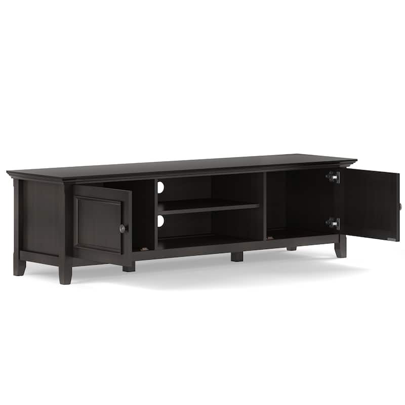 WYNDENHALL Halifax SOLID WOOD 72 inch Wide Transitional TV Media Stand in Hickory Brown For TVs up to 80 inches